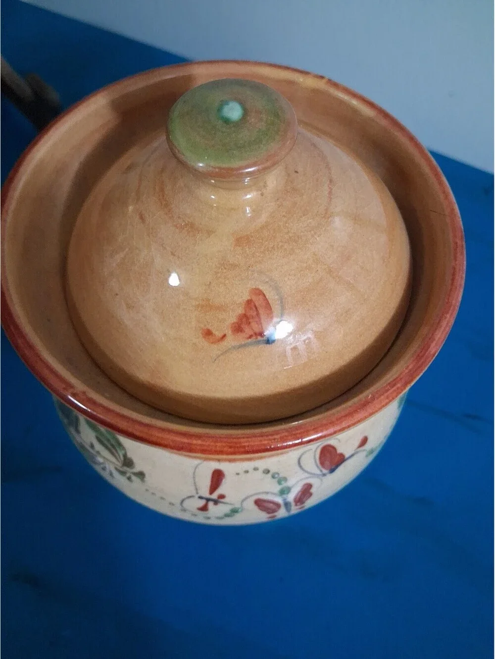 Hand-Painted Veronique Tichon Ceramic Lidded Jar